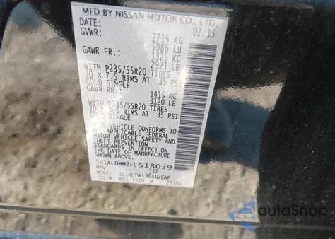 2015 Infiniti Qx60 z USA, uszkodzony, nr VIN 5N1AL0MM2FC518039